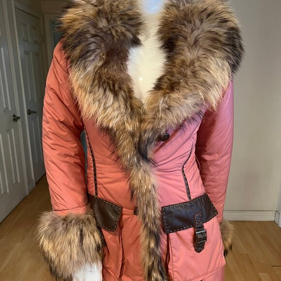 Y2K ROBERTA SCARPA RACCOON FUR TRIM FITTED JACKET SIZE 4 US - Picture 2 of 10